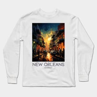 A Pop Art Travel Print of New Orleans - Louisiana - US Long Sleeve T-Shirt